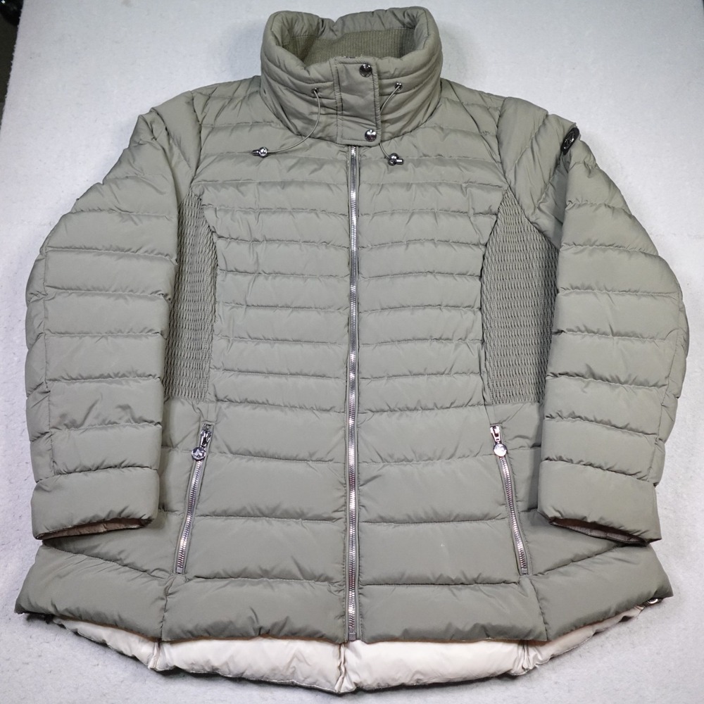 Bernardo Jacket Womens 2X Olive green Down feather Blend Puffer Zip Primaloft